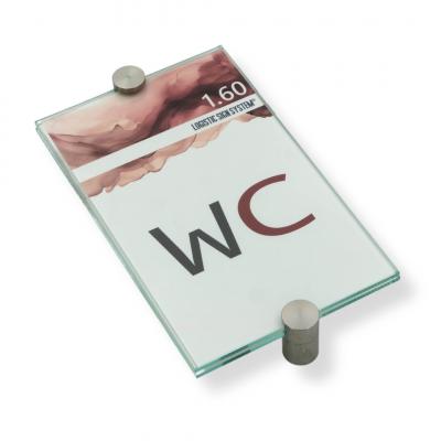 Türschild VITRUM K , Glasschild, Büroschild, Doppelglasschild